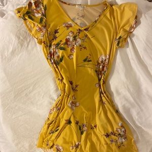 SMALL yellow and flower printed dress
